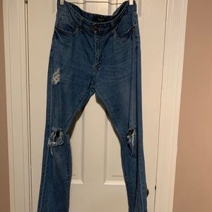Forever 21 Slim Ripped Jeans Denim
